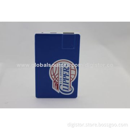 Credit Card Power Banks with 1,600mAh Capacity, Small Size, Portable, Digital Printing